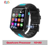 H1/W5 4g Gps Wifi Localisation Étudiant/Enfants Montre Intelligente Téléphone Système Android Horloge App Installer Dent Bleue Smartwatch Carte Sim Garço - Type Aldh1 8g Bk Blue-Add 16g Memory Card