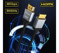H136G-Gray 6.6FT--2M--78.7inch MIZIQ16-Short 8K HDMI 2.1 Directions 48Gbps Haute Vitesse Cord-4K Compatible Avec Roku TV/PS5/PS4/HDTV/RTX 3080 3090 ""Nipseyteko