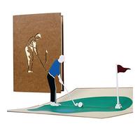 H15 Carte de vœux, 3D, pour golfeur, cadeau de golf, carte pop-up pour homme, cadeau de retraite, pour les vacances au golf