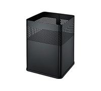 Helit Corbeille à papier carrée en acier 18 litres Noir
