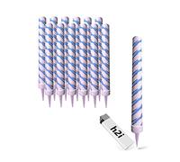 H2i 12 pièces bougies en spray pour fontaine à glace pour fiançailles, mariage, anniversaire, décoration de table pour de tarte, bouteilles + briquet H2i & étoiles (12 x argent - bleu)
