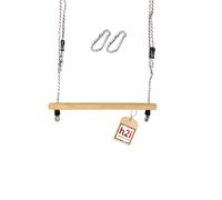 h2i Balançoire trapézoïdale - Barre trapézoïdale avec cordes réglables en hauteur et mousqueton de suspension - Barre de balançoire en bois - Balançoire pour enfants - Pour l'extérieur et l'intérieur
