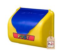 h2i Boîte aux lettres pour enfant, pour maison de jeu et tour de jeu, accessoires de tour d'escalade, avec matériel de fixation, jaune/bleu