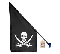 h2i Drapeau pirate 42 x 30 cm avec tige en plastique | Drapeau avec motif tête de mort | Accessoires résistants aux intempéries pour maison de jeu, tour de jeux et cadre d'escalade | Décoration pirate