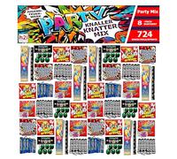 h2i Knaller Knatter Premium Mix | 724 pièces | 8 types triés à main | Fun de fête pour petits & grands | Pour le Nouvel An, Halloween & fêtes | Feux d'artifice enfants & jeunes | Toute saison Cat. F1