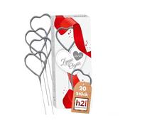H2i - Lot de 2 à 20 bougies miracles en forme de cœur - Doré et argenté - (6) - 20 bougies cœur argenté