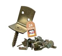 h2i Lot de 24 supports de clôture tressés | Acier jaune galvanisé | Ferrure de clôture tressée en forme de L en métal | Fixation durable et inoxydable résistante aux intempéries