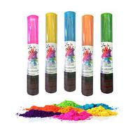 H2i - Lot de 5 canons Holi-Powder en 5 couleurs mélangées - Bombe de couleur - Pour fête amusante - 60 g par pièce
