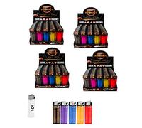h2i Lot de 50 à 200 briquets jetables multicolores avec roue de friction ou jet flamme (c. 200 briquets avec roue à friction)