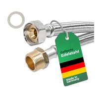 H2O-Flex® Aquastop Rallonge de tuyau blindé DN13 de 1,5 m pour machine à laver ou lave-vaisselle - Tuyau blindé résistant aux plis avec raccords 3/4" (ÜM x AG), avec autorisation pour l'eau potable et