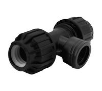 H2O-Flex® Black Edition - Lot de 32 raccords en T - En polypropylène - Avec raccord de serrage 3/4" IG DVGW - Raccord en T avec filetage intérieur 3/4" - Pour tuyau PE de 32 mm