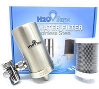H2O Taps Filtre à Eau sur Robinet - Acier Inoxydable - Design très Élégant - Système de Filtre à Eau Potable sur Robinet, 1 Filtre Inclus -Élimine 100% Le Chlore - Le Choix Durable