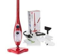 H2O X5+ Balai Vapeur 2-En-1 Et Nettoyeur À Main Rouge - Nettoyage Multi-Surfaces Sols Tapis Vitres - Chauffe En 15 Secondes - Accessoires Inclus