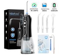 H2ofloss Water Flosser Sans Fil 140 PSI, 5 Modes, 5 Embouts, Réservoir de 300 ml, Batterie Rechargeable USB 2500 mAh, Irrigateur Buccal Portable pour le Nettoyage Dentaire BLANC