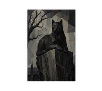 H3B8U2Y5 Chat noir sur le trône gothique Tableau sur Toile, Coin Lecture
