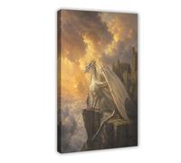 H3B8U2Y5 Château d'Or du Dragon Blanc Art Mural sur Toile, Entree Chevet