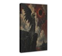 H3B8U2Y5 Corbeau ailé sous éclipse Tableau sur Toile, Coin Canape Couloir