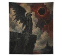 H3B8U2Y5 Corbeau ailé sous éclipse Tapisserie Murale, Fantaisie gothique