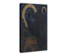 H3B8U2Y5 Corbeau avec lune et roses noires Tableau sur Toile, Coin Lecture
