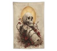H3B8U2Y5 Crâne Chevalier Roses Rouges Tapisserie Murale, Botaniques Dortoir