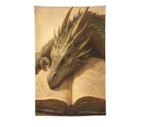 H3B8U2Y5 Dore Dragon Sleeping on Livre Tapisserie Murale, Ancient Tome