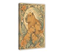 H3B8U2Y5 Famille Capybara Art Nouveau Tableau sur Toile, Coin Lecture