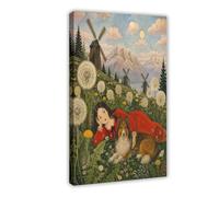 H3B8U2Y5 Fille Collie Prairie Art Mural sur Toile, Entree Chevet
