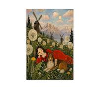 H3B8U2Y5 Fille Collie Prairie Tableau sur Toile, Illustration botanique