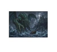H3B8U2Y5 Horreur Lovecraftienne Impression Sur Toile Modern HD Mythe De Cthulhu Tableaux Art Mural Affiche Décoration Pour Salon, Chambre, Cadeau 16x24inch(40x60cm)