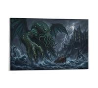 H3B8U2Y5 Horreur Lovecraftienne Tableaux Décoration Murale Modern HD Impression Sur Toile Mythe De Cthulhu Art Mural Affiche Pour Salon, Maison, Cadeau 16x24inch(40x60cm)