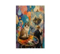 H3B8U2Y5 Île flottante du chat peintre Art Mural sur Toile, Salon Bureau