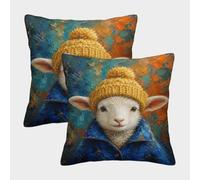 H3B8U2Y5 Lamb Winter Hat Blue Coat Lot 2 Housses Coussin Recto Verso