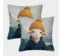 H3B8U2Y5 Lamb Winter Hat Lake Lot 2 Housses Coussin Impression Recto Verso
