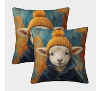 H3B8U2Y5 Lamb Winter Hat Portrait Taie Coussin Lot 2, Recto Verso