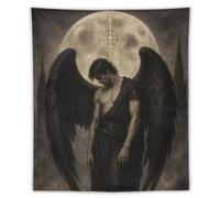 H3B8U2Y5 Lune d’ange à ailes sombres Tapisserie Murale, Ciel céleste Bureau