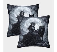 H3B8U2Y5 Moonlit Wolf Queen Taie Coussin Lot 2, Impression Recto Verso