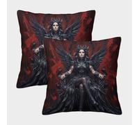 H3B8U2Y5 Raven Queen Red Throne Lot 2 Housses Coussin, Recto Verso