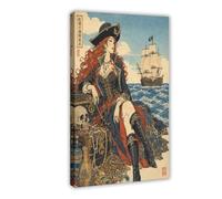 H3B8U2Y5 Reine pirate avec bateau Tableau sur Toile, Art Mural