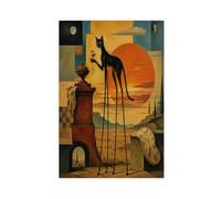 H3B8U2Y5 Surréalisme du coucher du soleil du chat noir Art Mural sur Toile