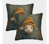 H3B8U2Y5 Vintage Lamb Winter Hat Taie Coussin Lot 2 Impression Recto Verso