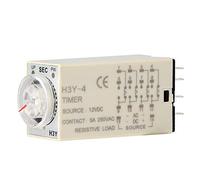 H3Y-4 Minuterie Relais Temporisé Minuterie de Retard Minuterie de Mise Sous Tension 12VDC 12 Relais (60S)