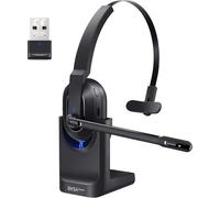 H5 Casque Bluetooth Avec Micro & Dongle Usb [45 Heures De Temps De Lecture Et Portée De 10 M] Casque Pc Mono Avec Station De Charge Et À Réduction De Bruit Ai Mic, Casque Sans Fil [J2026]