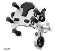 (H66 Silvery) Universal Motorcycle Durable Shock-Absorbing Phone New Alloy 2025 Phone Holder Stand