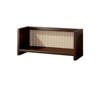 H8Q4D7N5G9 Bibliothèque Bibliothèque Ouverte de Bureau à Domicile, Design Tissage en rotin, étagère Rangement Bois Vintage(Petit)