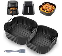 HA BIN 2 Pièces Moule Silicone Air Fryer 23 cm - Plat Réutilisable Accessoires Friteuse à Air XXL, Plat Silicone pour Air Fryer 5,5L/6L/6,2L, Compatible avec Philips NA230 6,2L, Cosori 5,5L/6,2L