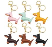 HA BIN 6 Pièces Porte hien, Porte clé Teckel, Porte-Clés en Cuir PU Miniature, pour vos Proches, Mesdames, Messieurs et Enfants, Anniversaires et Noël