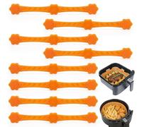 HA BIN Aimants pour Papier Cuisson Airfryer en Silicone, 12,5 cm - Fixation Sécurisée Anti-Soulèvement, Résistants à la Chaleur, Accessoire Friteuse à Air pour Panier Simple & Double (Orange, 8PCS)