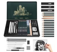 HA BIN Kit de dessin professionnel pour débutants, avec 27 pièces, crayons de dessin professionnels et fusains pour croquis, kit de dessin complet avec boîte de rangement pour artistes et designers