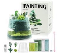 HA BIN Kit DIY Bougie Sable - Coffret Bougies Artisanales avec Cire de Soja, Mèches, Parfum & Verre Résistant - Idée Cadeau Noël, Anniversaire, Décoration Maison (Vert)