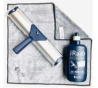 Ha-Ra Kit de nettoyage pour vitres One Team I Raclette 32 cm I Soin complet concentré 500 ml I Chiffon microfibre Star anthracite 38 x 38 cm I Kit de nettoyage pour fenêtres